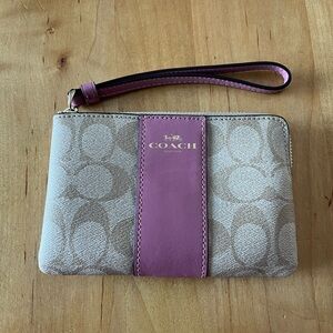 Coach pink and beige wristlet